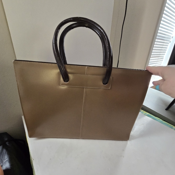 Amoda Vera Pelle leather briefcase/ laptop bag tan 16 in. x 11 in. see pics - Picture 3 of 8